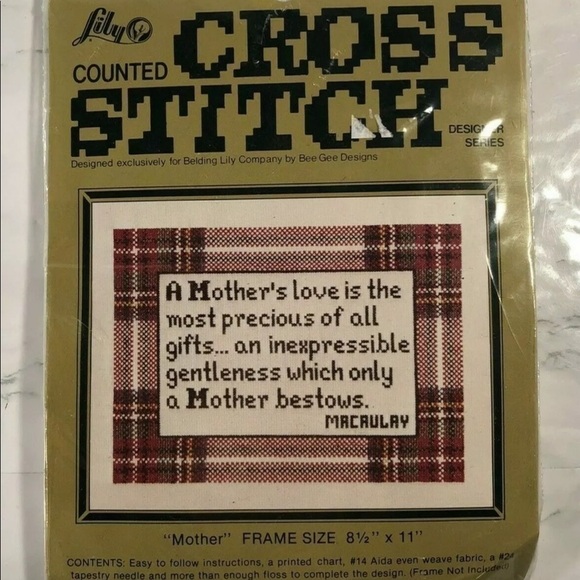 VTG Lily Counted Cross Stitch - DS139 - "Mother" Frame Size 8 1/2" x 11" *NEW* - Picture 1 of 7